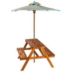 Petromila vidaXL Detský piknikový stôl so slnečníkom 79x90x60 cm masívne akáciové drevo