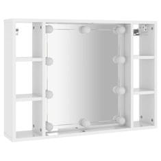 Vidaxl Zrkadlová skrinka s LED vysoký lesk biela 76x15x55 cm