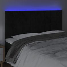 shumee Čelo postele s LED čierne 200x5x118/128 cm zamat
