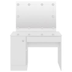 Vidaxl Toaletný stolík s LED svetlami 110x55x145 cm MDF lesklý biely