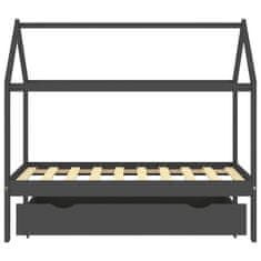 Vidaxl Rám detskej postele so zásuvkou tmavosivý borovica 80x160 cm