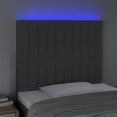shumee Čelo postele s LED tmavosivé 90x5x118/128 cm látka