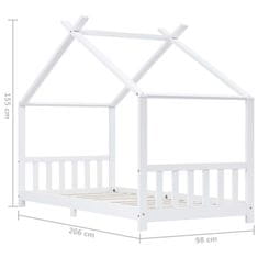 Vidaxl Detský posteľný rám biely 90x200 cm borovicový masív