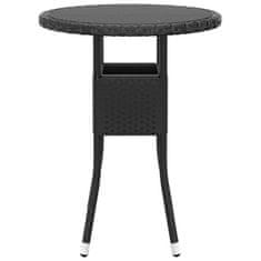 Vidaxl Záhradný stôl Ø60x75 cm tvrdené sklo a polyratan čierny