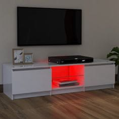 Vidaxl TV skrinka s LED svetlami lesklá biela 120x30x35,5 cm