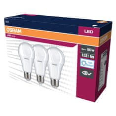 Osram 3x LED žiarovka E27 A60 13W = 100W 1521lm 6500K Studená biela 200°
