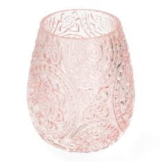 Homla ROSAS sklenený lampáš ružový 12x15 cm