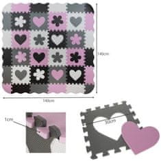 Kruzzel ISO 16134 Kontrastné penové puzzle 30 x 30 cm, 36 ks čierno, šedo, bielo, ružové 15552
