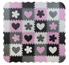 Kruzzel ISO 16134 Kontrastné penové puzzle 30 x 30 cm, 36 ks čierno, šedo, bielo, ružové 15552