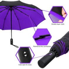 Northix Dáždnik, kompaktný - 105 cm - čierny / fialový 