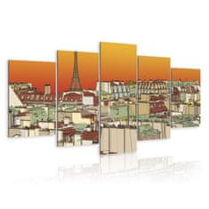 Artgeist Obraz - Parížska obloha v oranžovej farbe 100x50 obraz na plátne s dreveným rámom