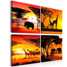 Artgeist Obraz - Africké zvieratá 60x60 obraz na plátne s dreveným rámom