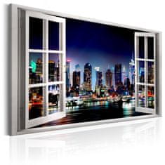 Artgeist Obraz - Okno: Pohľad na New York 120x80 obraz na plátne s dreveným rámom