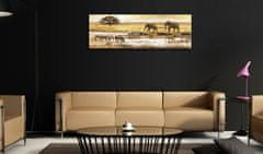 Artgeist Obraz - Afrika: pri napájadle 120x40 obraz na plátne s dreveným rámom