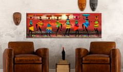 Artgeist Obraz - Africké ženy tancujú 120x40 obraz na plátne s dreveným rámom