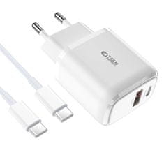 Tech-protect C20W sieťová nabíjačka USB / USB-C 20W QC PD + kábel USB-C, biela