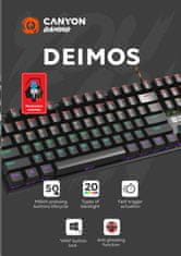 Canyon Herná klávesnica DEIMOS GK-4 CZ/SK, drôtová, mechanická, nastaviteľné LED podsvietenie, 104 kláves