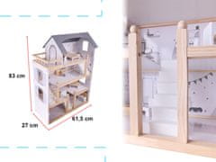 Ikonka Drevený domček pre bábiky + nábytok 80cm
