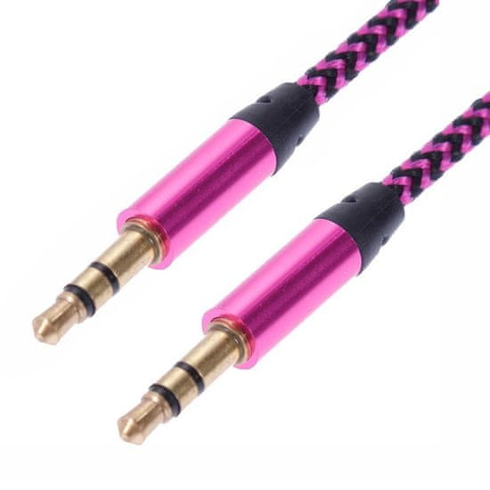 Northix 1m tkaný 3,5mm kábel Aux - ružový