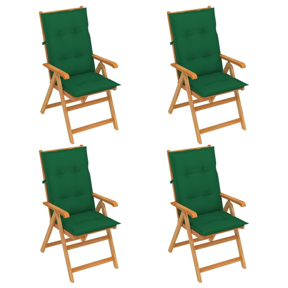Petromila vidaXL Záhradné stoličky 4 ks so zelenými podložkami tíkový masív