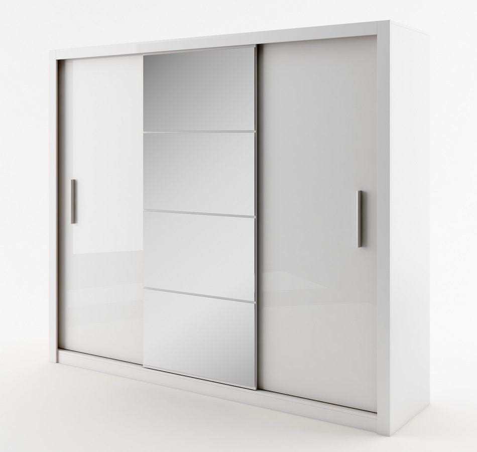 CASARREDO Šatníková skriňa IDEA 01 biela zrkadlo 250 cm