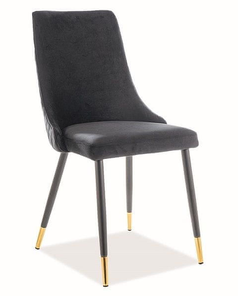 CASARREDO Jedálenská čalúnená stoličky NOPI velvet čierna/čierna/zlatá