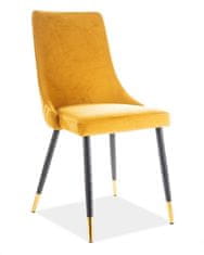 CASARREDO Jedálenská čalúnená stoličky NOPI velvet žltá/čierna/zlatá