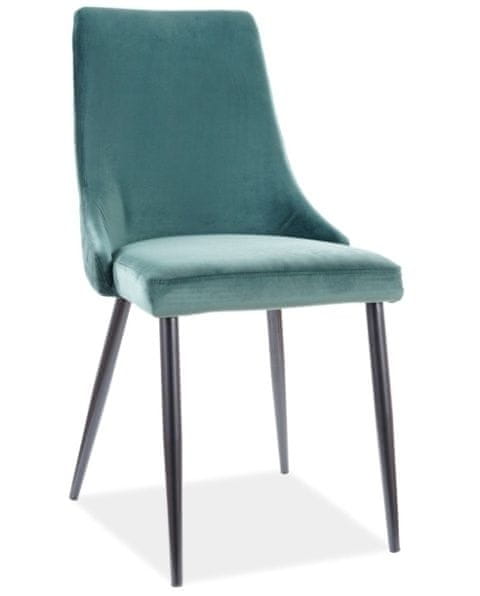 CASARREDO Jedálenská čalúnená stoličky NOPI velvet zelená / čierna mat