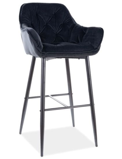 CASARREDO Barová čalúnená stolička BERI velvet čierna / čierna