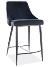 CASARREDO Barová čalúnená stolička NOPI velvet čierna / čierna mat
