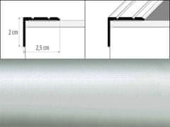 Effector Prechodové lišty A36 - SCHODOVÉ šírka 2,5 x výška 2 x dĺžka 90 cm - strieborná