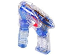 Lean-toys Pištoľ na mydlové bubliny Svetlá transparentné