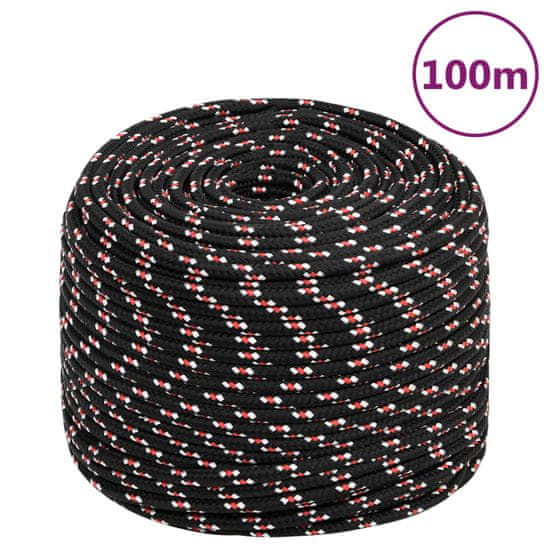 Vidaxl Lodné lano čierne 10 mm 100 m polypropylén