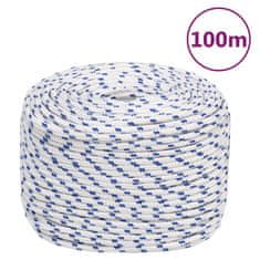 Vidaxl Lodné lano biele 10 mm 100 m polypropylén