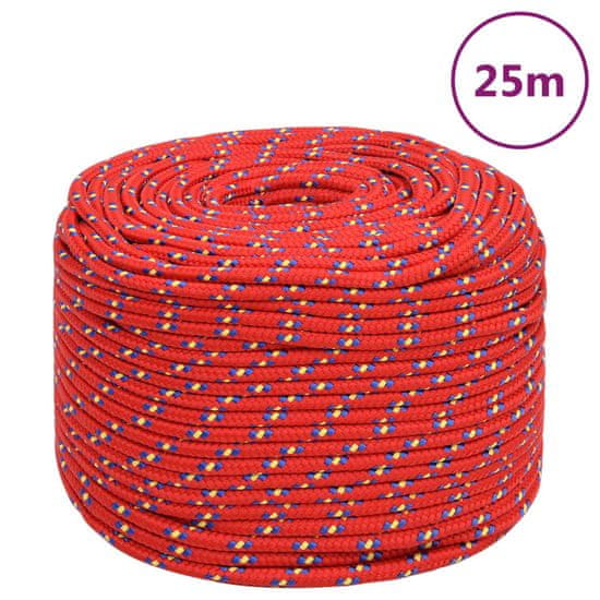 Vidaxl Lodné lano červené 8 mm 25 m polypropylén