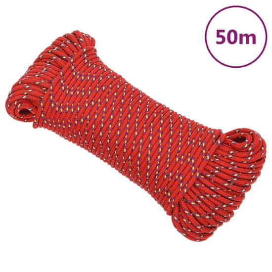Vidaxl Lodné lano červené 5 mm 50 m polypropylén