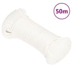 Vidaxl Lodné lano biele 4 mm 50 m polypropylén