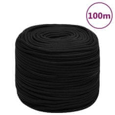 Vidaxl Pracovné lano čierne 10 mm 100 m polyester