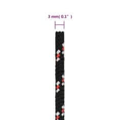 Vidaxl Lodné lano čierne 3 mm 50 m polypropylén