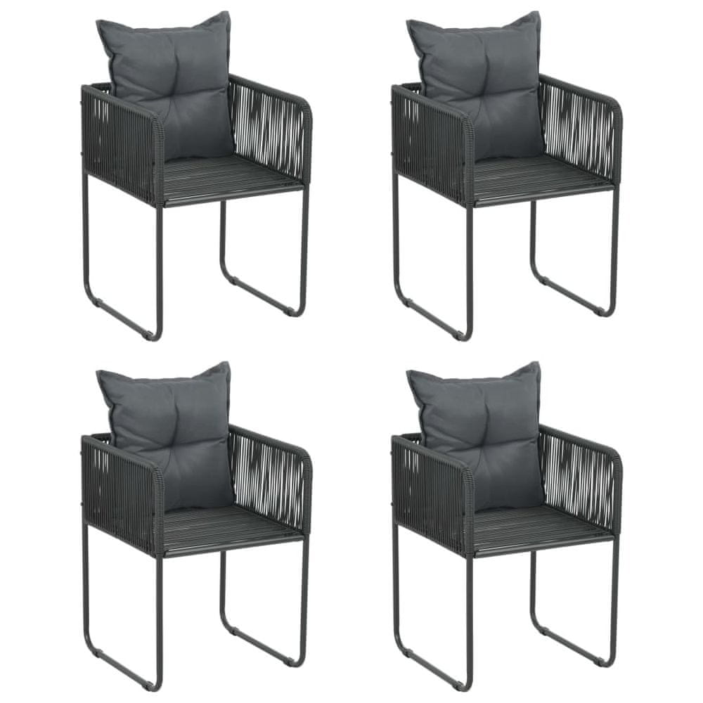 Petromila vidaXL Vonkajšie stoličky 4 ks s vankúšmi polyratan čierne