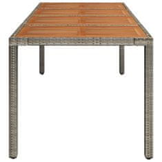 Vidaxl Záhradný stôl s drevenou doskou sivý 190x90x75 cm polyratan