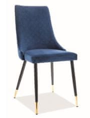 CASARREDO Jedálenská čalúnená stoličky NOPI velvet modrá/čierna/zlatá