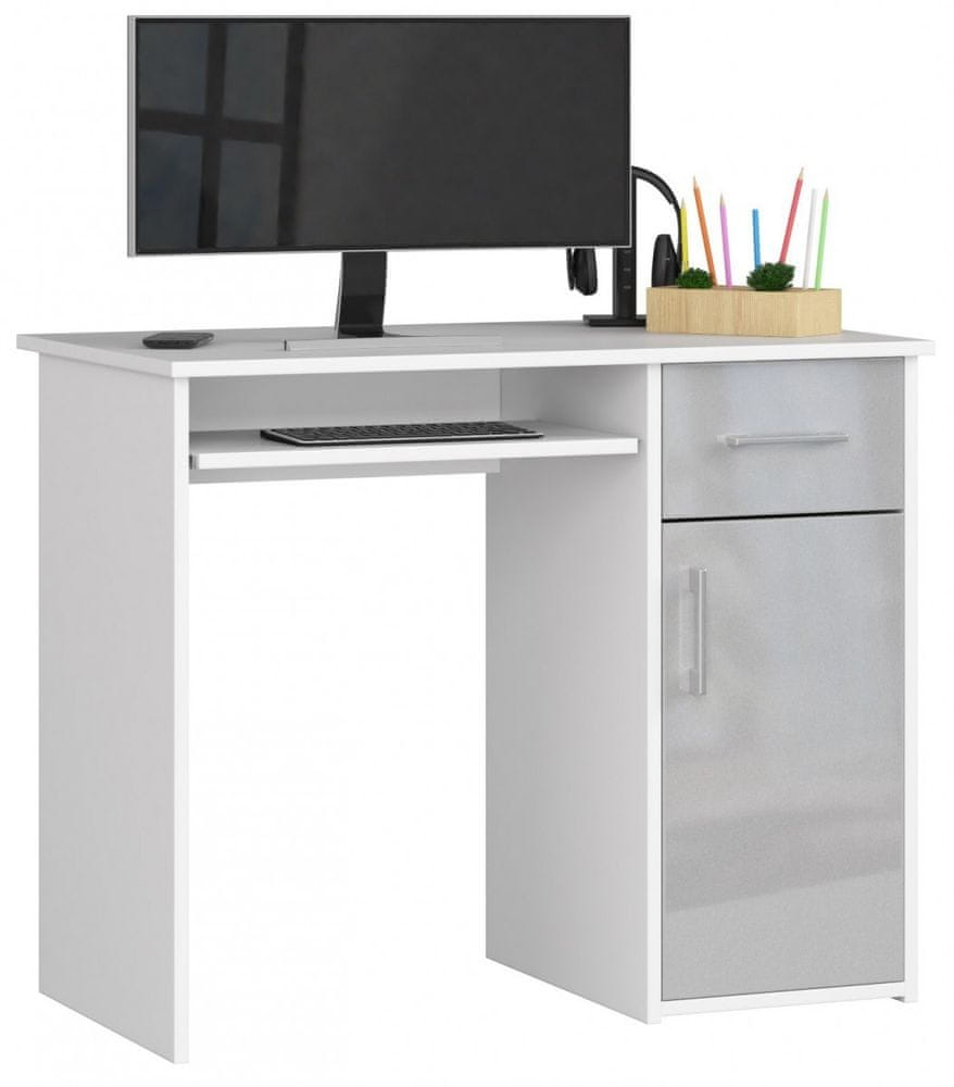 Akord Volně stojící psací stůl Pin 90 cm bílý/šedý
