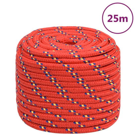 Vidaxl Lodné lano červené 16 mm 25 m polypropylén