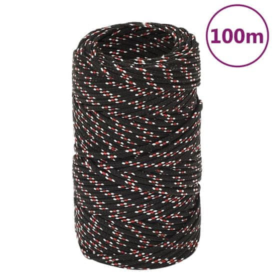 Vidaxl Lodné lano čierne 2 mm 100 m polypropylén