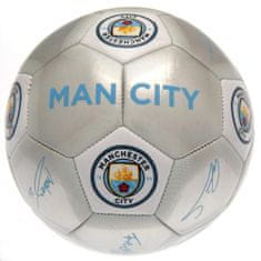 FAN SHOP SLOVAKIA Futbalová lopta Manchester City FC Podpisy Silver veľkosť 5