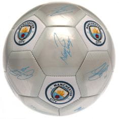 FAN SHOP SLOVAKIA Futbalová lopta Manchester City FC Podpisy Silver veľkosť 5