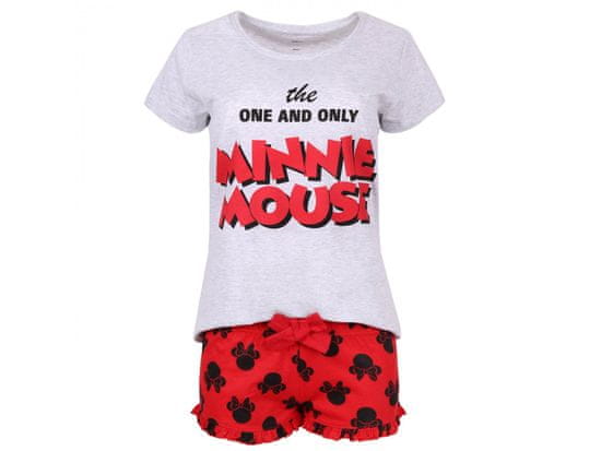 Disney Sivé a červené pyžamo Minnie Mouse DISNEY s krátkym rukávom a volánmi