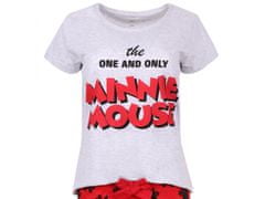 Disney Sivé a červené pyžamo Minnie Mouse DISNEY s krátkym rukávom a volánmi S
