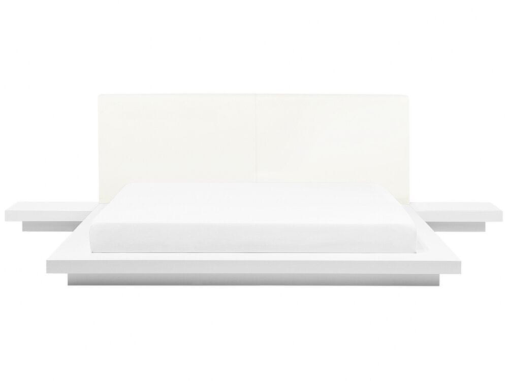 Beliani Drevená japonská posteľ matná biela 180x200 cm ZEN